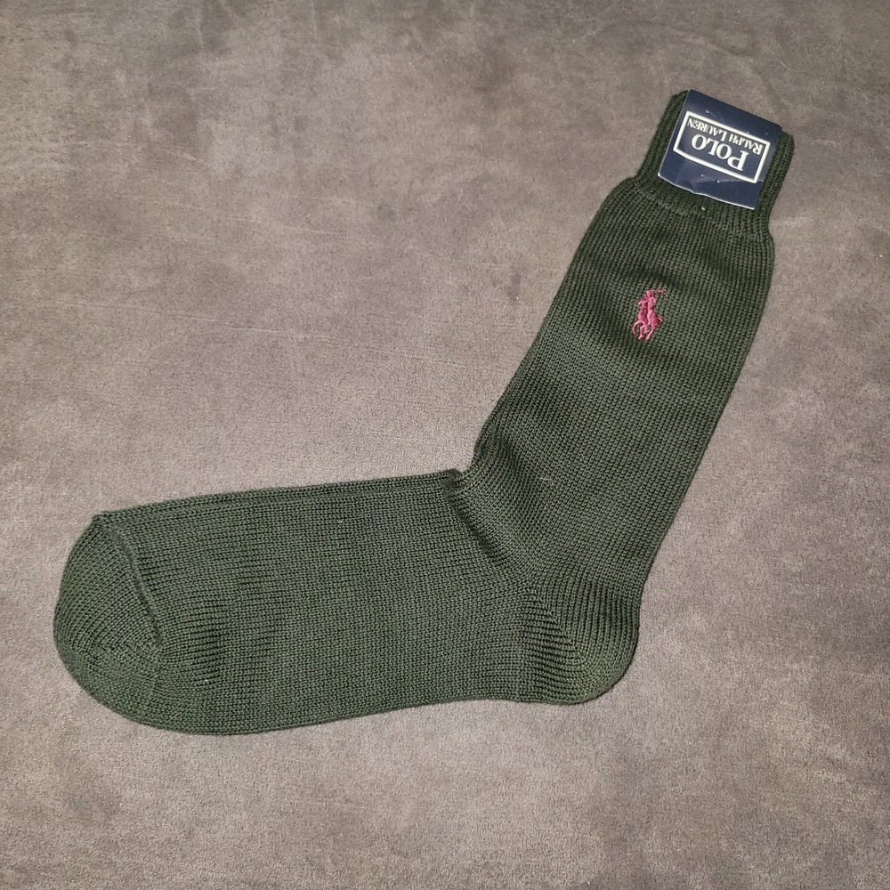 Vintage Polo Ralph Lauren Olive Hunter Green Crew Socks 10-13 Men's